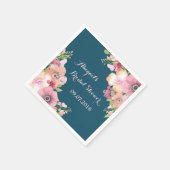 ネイビーブルーピンクブライダルシャワーナプキンス スタンダードカクテルナプキン (角)