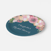 ネイビーブルーピンクブライダルシャワープレート ペーパープレート (アングル)