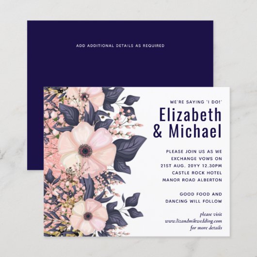 ネイビーブルーピンクモダンク結婚の予算 (正面/裏面)