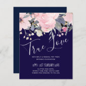 ネイビーブルーピンクモダンフローラ結婚ズ予算 (正面/裏面)