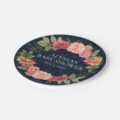 ネイビーブルーピンクレッドフローラカスタムベビーシャワー ペーパープレート (アングル)