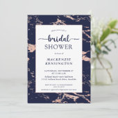 ネイビーブルーピンクローズゴールドフォイルマーブルブライダルシャワー 招待状 (スタンド正面)