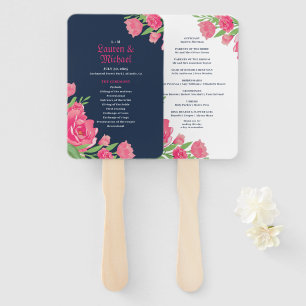 ネイビーブルーピンクローズフラワーブーケ結婚フローラ ハンドファン