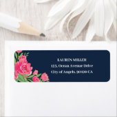 ネイビーブルーピンクローズフラワーブーケ結婚フローラ ラベル (インサイチュ)