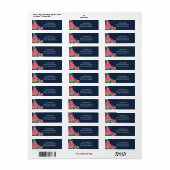 ネイビーブルーピンクローズフラワーブーケ結婚フローラ ラベル (フルシート)