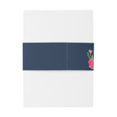 ネイビーブルーピンクローズフラワーブーケ結婚フローラ 招待状ベリーバンド (裏面例)