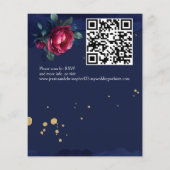 ネイビーブルーピンクローズ結婚式招待状テンプレート (裏面)