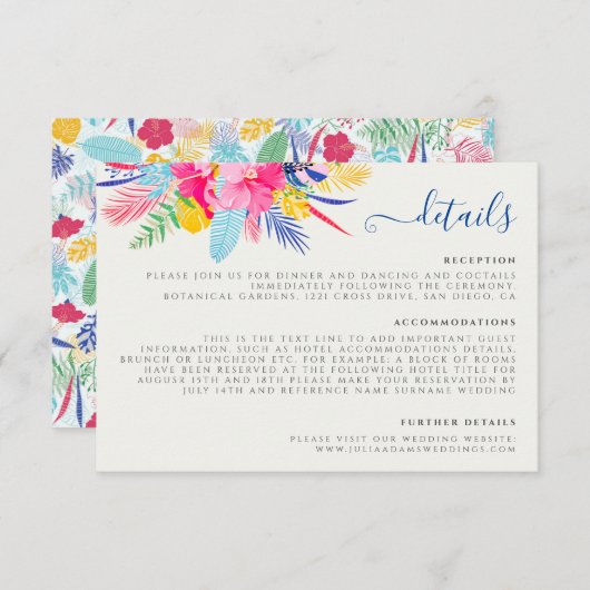 ネイビーブルーピンクワイルドレインフォレストエバーグリーン結婚ズ エンクロージャーカード (正面/裏面)