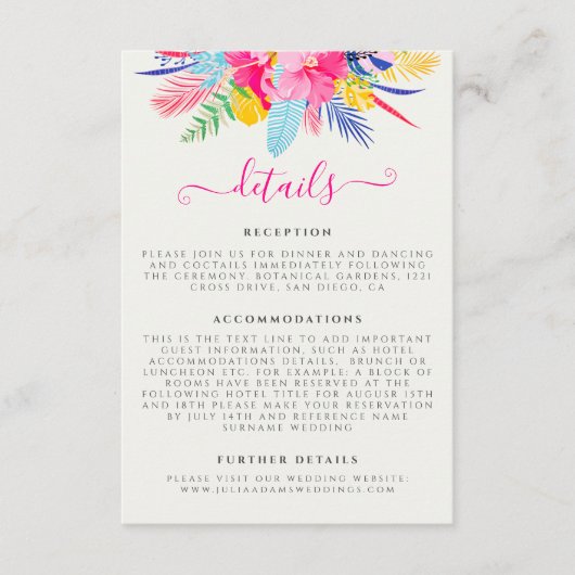 ネイビーブルーピンクワイルドレインフォレストエバーグリーン結婚ズ エンクロージャーカード (正面)