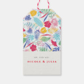 ネイビーブルーピンクワイルドレインフォレストエバーグリーン結婚ズ ギフトタグ (裏面)