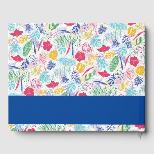 ネイビーブルーピンクワイルドレインフォレストエバーグリーン結婚ズ ゲストブック (裏面)