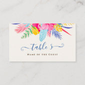 ネイビーブルーピンクワイルドレインフォレストエバーグリーン結婚ズ プレイスカード (裏面)