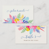 ネイビーブルーピンクワイルドレインフォレストエバーグリーン結婚ズ プレイスカード (正面/裏面)