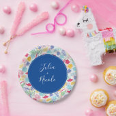 ネイビーブルーピンクワイルドレインフォレストエバーグリーン結婚ズ ペーパープレート (パーティー)