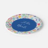 ネイビーブルーピンクワイルドレインフォレストエバーグリーン結婚ズ ペーパープレート (アングル)