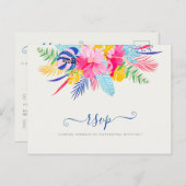 ネイビーブルーピンクワイルドレインフォレストエバーグリーン結婚ズ ポストカード (正面/裏面)