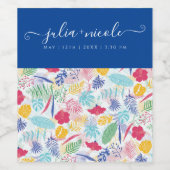 ネイビーブルーピンクワイルドレインフォレストエバーグリーン結婚ズ ワインラベル (シングルラベル)