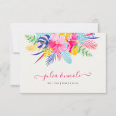 ネイビーブルーピンクワイルドレインフォレストエバーグリーン結婚ズ 出欠カード (裏面)