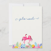 ネイビーブルーピンクワイルドレインフォレストエバーグリーン結婚ズ 招待状 (裏面)