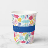 ネイビーブルーピンクワイルドレインフォレストエバーグリーン結婚ズ 紙コップ (裏面)