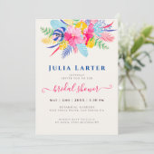 ネイビーブルーピンクワイルドレインフォレストブライダルシャワー 招待状 (スタンド正面)