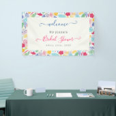 ネイビーブルーピンクワイルドレインフォレストブライダルシャワー 横断幕 (トレードショー)