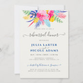 ネイビーブルーピンクワイルドレインフォレストリハーサルディナー 招待状 (正面)