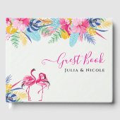 ネイビーブルーピンク熱帯雨林結婚の ゲストブック (正面)