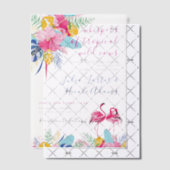 ネイビーブルーピンク熱帯雨林結婚の ベラム紙招待状 (オフセット (招待状))