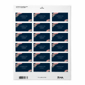 ネイビーブルーピンク牡丹の花エレガントな結婚式 ラベル (フルシート)