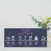 ネイビーブルーピンク結婚クのタイムラインへようこそバッグ (スタンド正面)