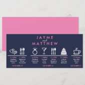 ネイビーブルーピンク結婚クのタイムラインへようこそバッグ (正面/裏面)