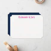 ネイビーブルーピンク結婚ズのハッシュタグありがとうご注意 ノートカード (正面/裏面インサイチュ)