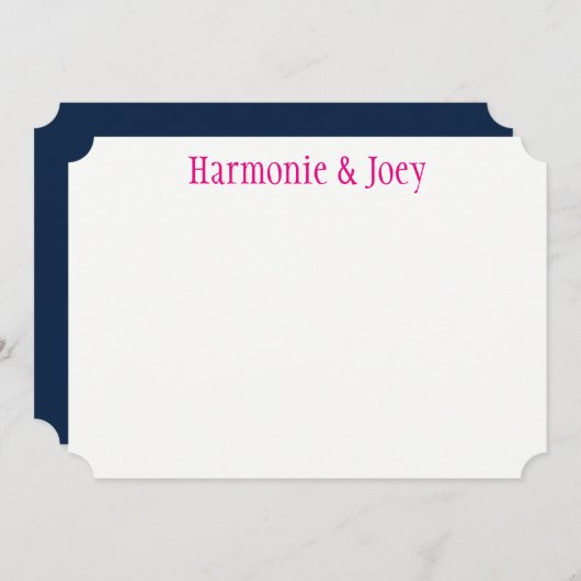 ネイビーブルーピンク結婚ズのハッシュタグありがとうご注意 ノートカード (正面/裏面)