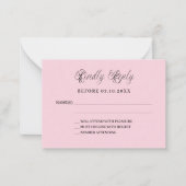 ネイビーブルーピンク花模様結婚の応答RSVP ノートカード (正面)