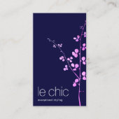 ネイビーブルーピンク葉クズ支店名刺 名刺 (正面)