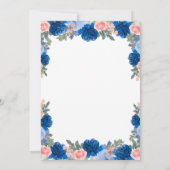 ネイビーブルーピンク金ゴールドティアラプリンセスキンセアニラ 招待状 (裏面)