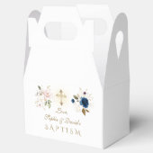 ネイビーブルーピンク金ゴールド花双生児バプテスマ フェイバーボックス (オープン)