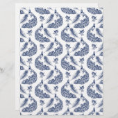 ネイビーブルーピーコックアーツ&クラフトステーショナリー紙 (正面/裏面)