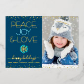 ネイビーブルーピースジョーラブフォトスノーフレーク実在金ゴールド 箔シーズンカード (正面)