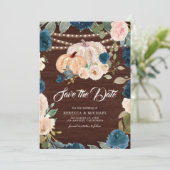 ネイビーブルーピーチフローラパンプキンウッド結婚ズ セーブザデート (スタンド正面)