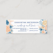 ネイビーブルーピーチフローラ水彩アポイントメント スキニー名刺 (裏面)