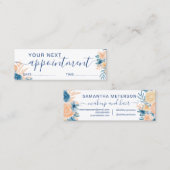 ネイビーブルーピーチフローラ水彩アポイントメント スキニー名刺 (正面/裏面)