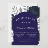 ネイビーブルーピーニー&シルバー離れのリハーサルディナー 招待状 (正面)