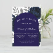 ネイビーブルーピーニー&シルバー離れのリハーサルディナー 招待状 (スタンド正面)