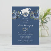 ネイビーブルーピーニ結婚ズブライダルティーパーティー 招待状 (スタンド正面)