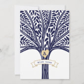 ネイビーブルーファミリーツリーベビー誕生のお知らせ 案内状 (裏面)