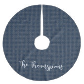 ネイビーブルーファミリーネームカスタムクリスマス ブラッシュドポリエステルツリースカート (正面)