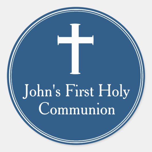 ネイビーブルーファーストメッセージカード ラウンドシール (正面)