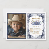 ネイビーブルーファーストRodeoフォト招待状- Western C 招待状 (正面)